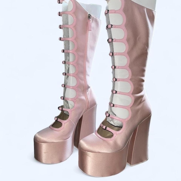 Satin Marc Jacobs Kiki Pink Platform Boots - Picture 4 of 7